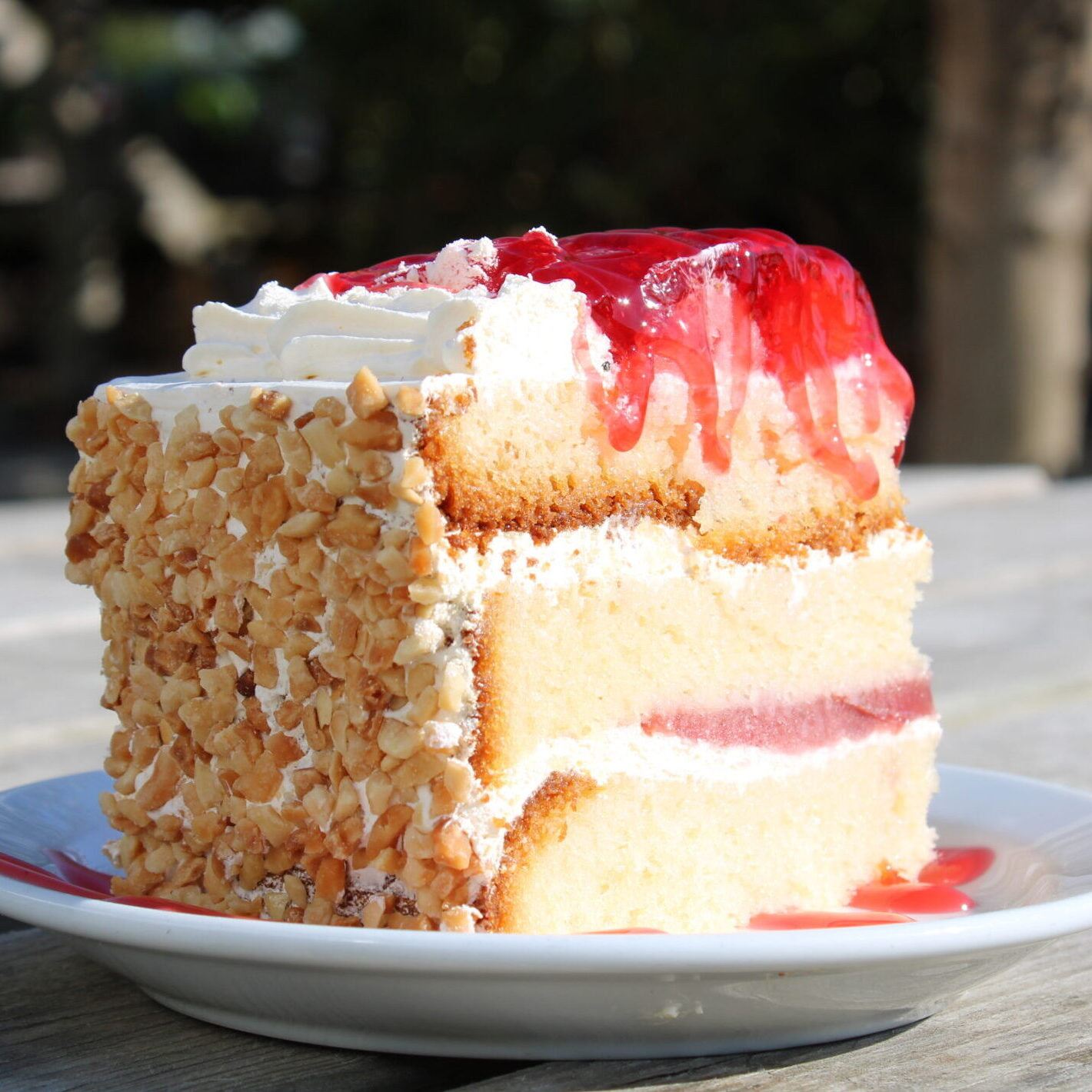 strawberry gateau at the Brick Kiln Garden Restaurant